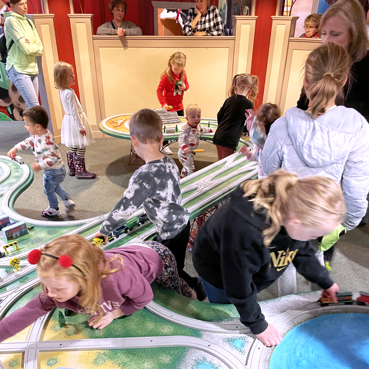 Families enjoying new Trains